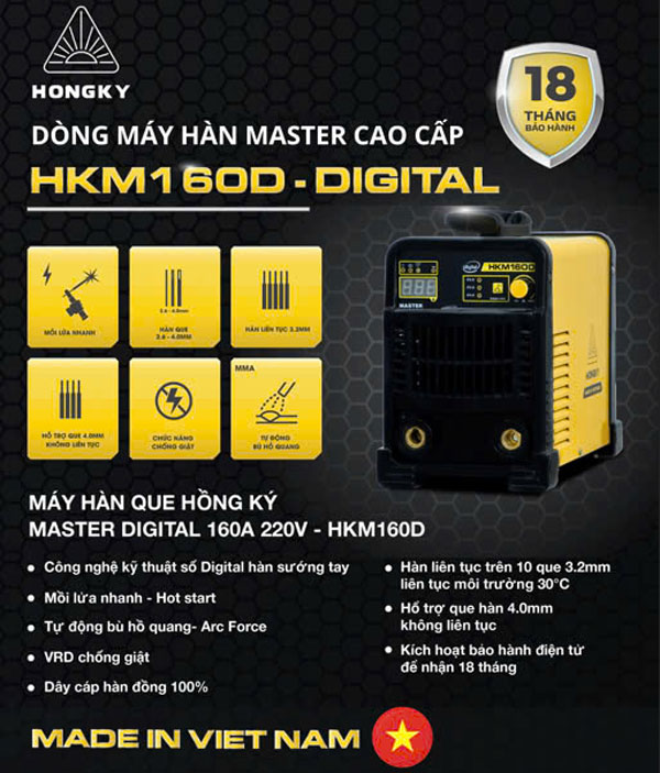 Máy hàn que Master Digital Hồng Ký HDM160D