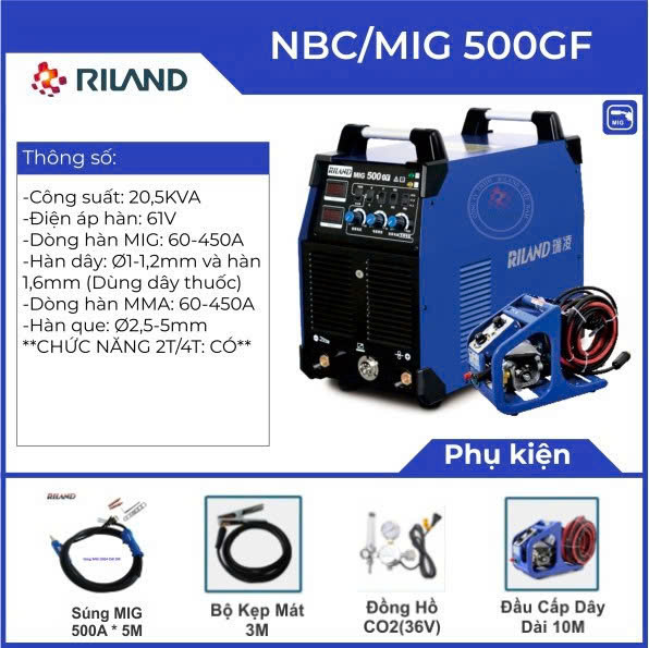 đại l&yacute; b&aacute;n m&aacute;y h&agrave;n mig co2 riland NBC 500 gi&aacute; rẻ H&agrave; Nội HCM